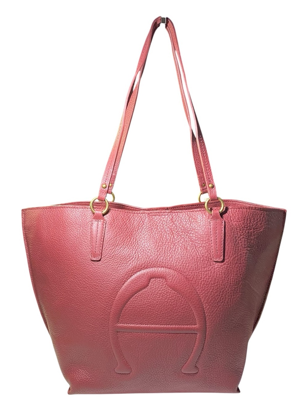 New Etienne Aigner Tote Bag Burgundy Pebble Leather Adeline Work Office Everday